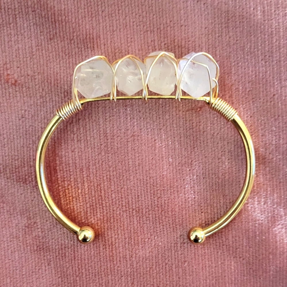 Kinsley Armelle cuff bracelet, gold and quartz